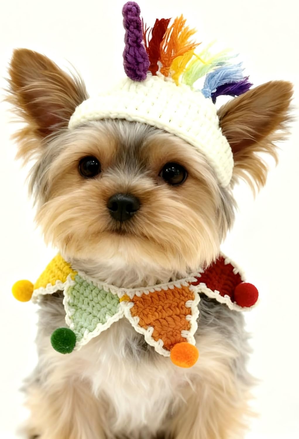 Halloween Cat Costume,Unicorn Handmade Knitted Dog Costume,Rainbow Dog Outfit,Cat Birthday Clothes,Pet Cloth for Rabbits and Other Small Sized Pets