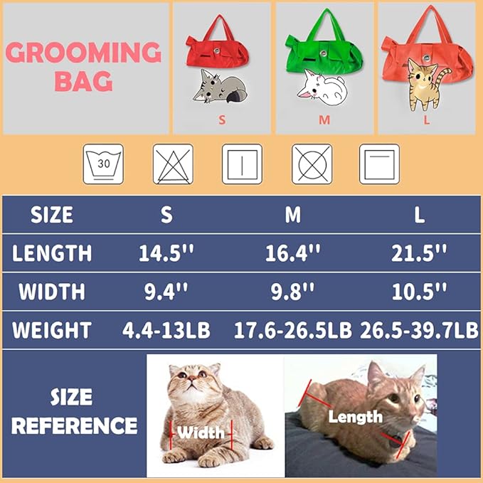 Kukaster Pet Cat’s Restraint Bag for Claw Care Nail Trimming Anti-Scratching Grooming Bag for Cats Medical Examination(Orange-l)