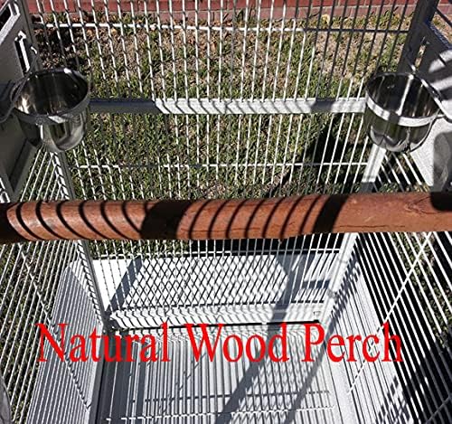 Extra Large Double Ladders Open Play Top Wrought Iron Bird Parrot Parttot Finch Macaw Cockatoo Cage, Include Seed Guard and Toy Hook (32" x 23" x 66"H White Vein)