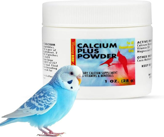 Morning Bird Calcium Plus Powder for Birds 1 oz – Calcium Carbonate Powder with Magnesium Glycinate & Vitamin D – Bone Strength & Immune Support Supplement – Calcium Formula for All Bird Sizes