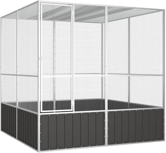 Steel Bird Cage, Large Flight King Bird Cage for Cockatiels African Grey Quaker Amazon Sun Parakeets Green Cheek Conures Pigeons Parrot Bird Cage Birdcage, Anthracite 84.1"x85.6"x83.3"