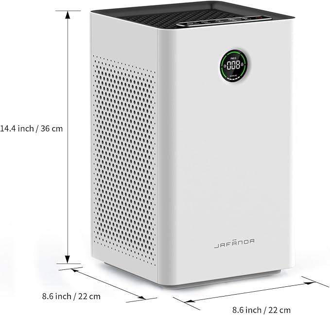 Jafända Air Purifiers for Home Large Room Up To 1190ft², True HEPA 13 Filter, Activated Carbon Remove 99.97% Dust Smoke Odor Pollen Pets Hair Dander Allergies, Quiet Sleep Mode 23dB, Night Light