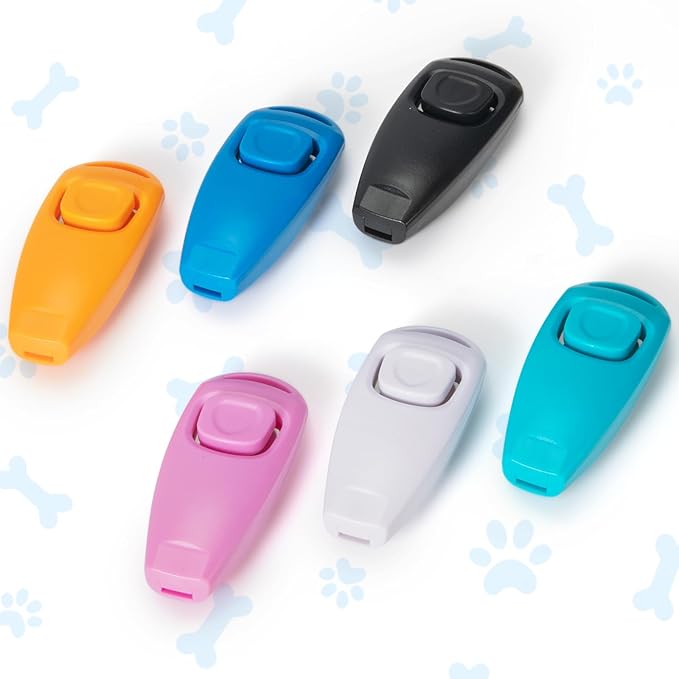 2-in-1 Dog Training Clicker Whistle for Training and Recall, Training Accessories for Puppy, Cats, Horses & Small Animals - 2 Pack with Lanyard, Reward Your Pets Efficiently(Pink + Orange)