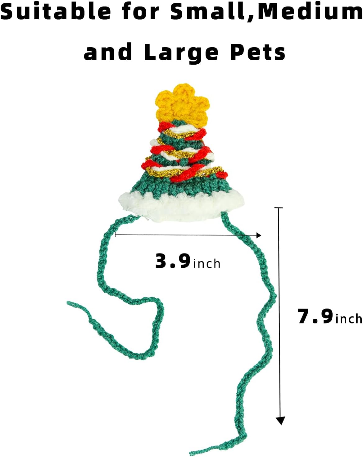 Christmas Dog Costume,Handmade Cat Holiday Outfit with Christmas Tree Hat & Gingerbread Man Scarf Set,Adjustable,Lightweight & Breathable Pet Accessories for Rabbit Xmas Party & Photos  (Small to Large size Pets)