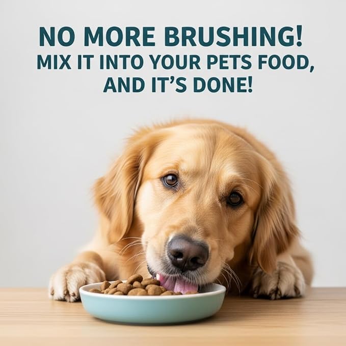 Pure Plaque Off Vet-Approved Dental Powder for Dogs & Cats | 100% Natural Teeth Cleaner with Seaweed | Plaque & Tartar Remover | Freshens Breath | No Brushing Needed (50g)