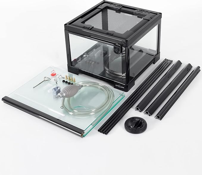 REPTIZOO 15 Gallon Full Glass Reptile Terrarium 12" x 12" x 24" Knock-Down Glass Tank and Siphon Gravel Cleaner Set, Small Habitat for Reptile Chameleon, Tree Frogs, Arboreal Geckos,Lizard