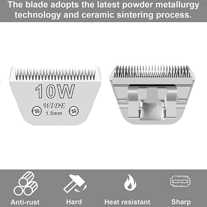 5PCS Wide Blades for Dog Grooming Blades Compatible with Andis Dog Clippers,Size #10W+30W+4FW+5FW+7FW Dog Clipper Blades Compatible with Oster A5,Wahl km10 Dog Clippers,Stainless-Steel Blade Sharp