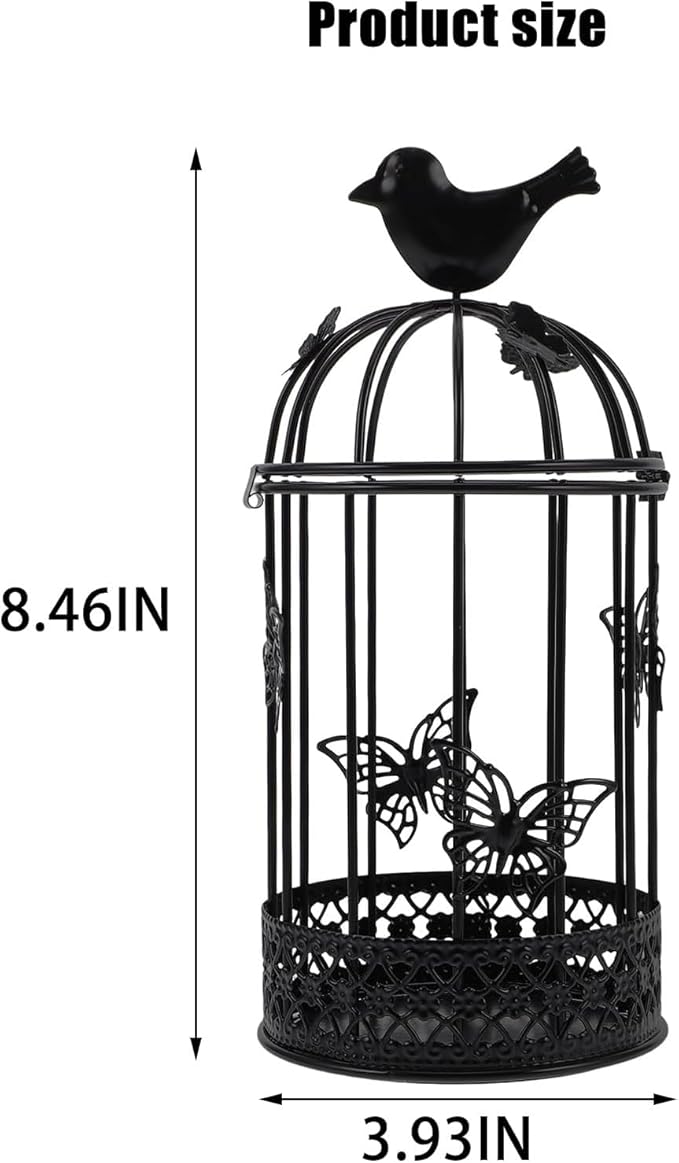 Vintage Decorative Bird Cage,Metal Black Bird Cage Decor for Candelabros para Centros De Mesa & Lanterns Decorative Indoor Suitable Wedding Party, Dining Table,Fireplace Metal Lantern&Bird Cage Decor