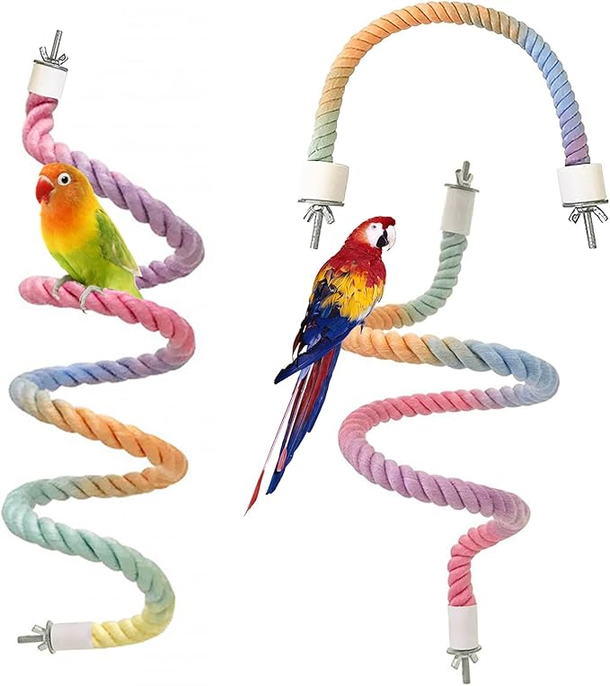 3pcs Gradient Colorful Bird Rope Perch Stand,Bird Cage Climbing Rope Toys Accessories,Bendable Climbing,Parakeet Lovebirds Cockatiels Budgies Play (15.7'',23.6'',39.3''B)