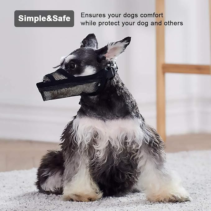 Crazy Felix Nylon Dog Muzzle for Small Medium Large Dogs Dachshund Beagle Poodle Labrador, Air Mesh Breathable and Drinkable Pet Mouth Guard for Anti-Biting Chewing Scavenging(XXXS, Black)