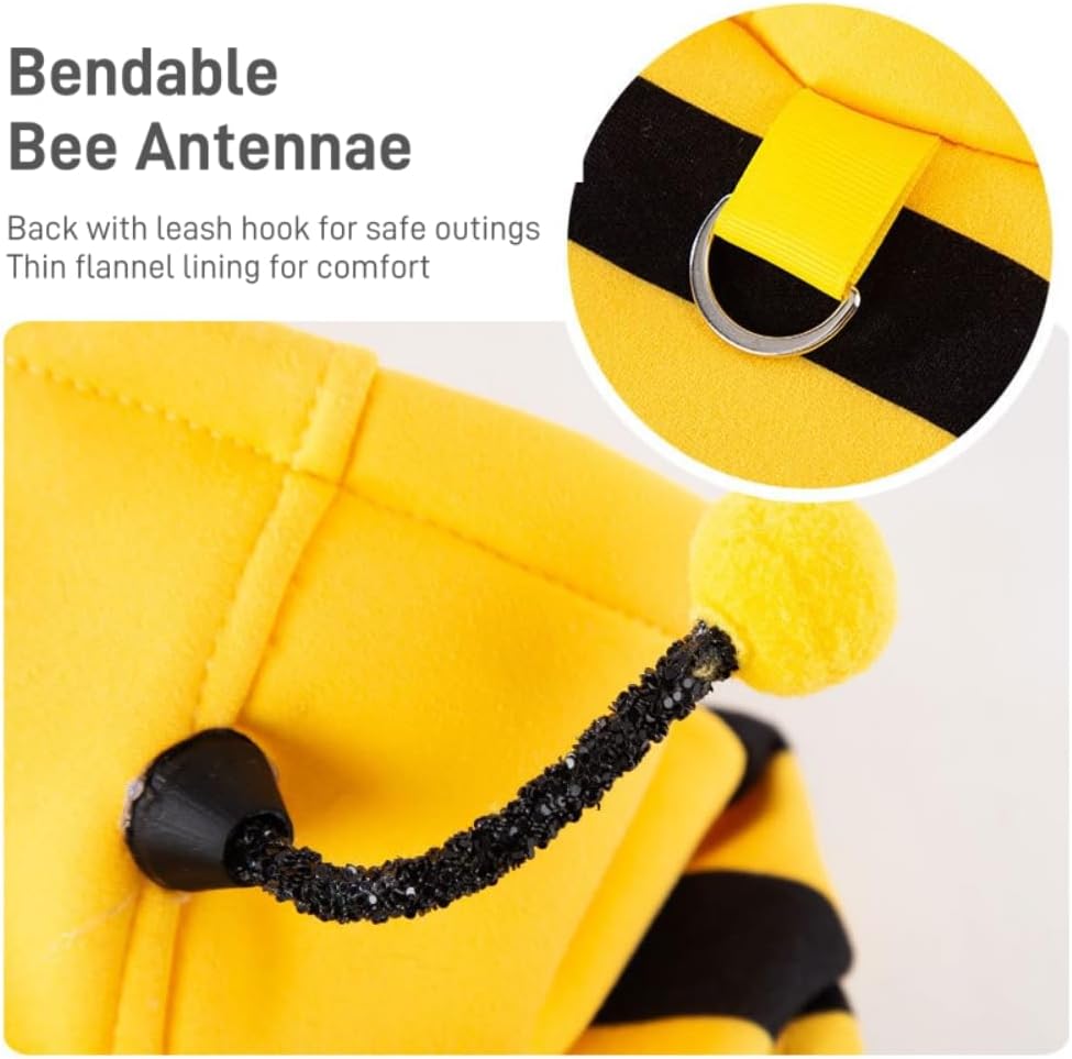 Cat Bee Antennae Costume Hoodies Cute Bee Stripes Dog Kitten Puppy Pet Apparel