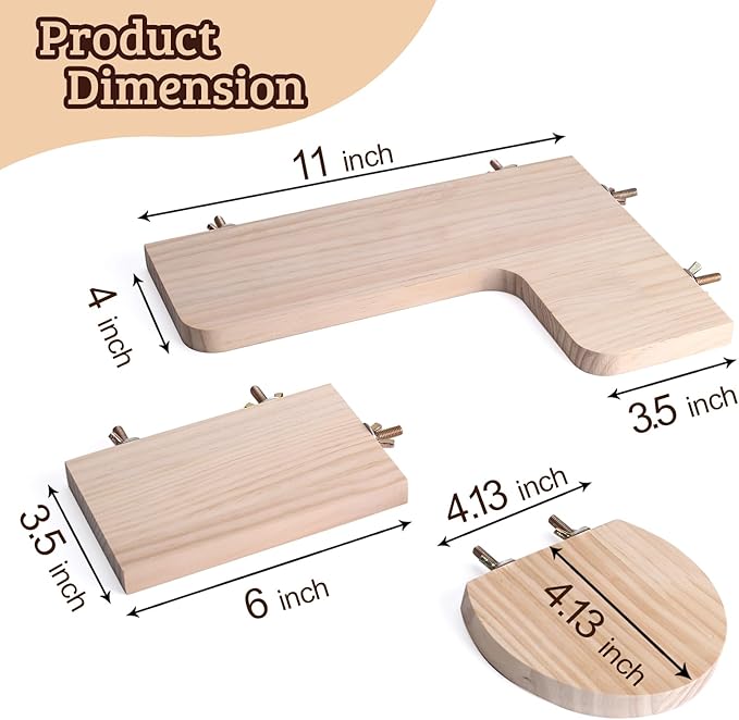 Chinchilla Cage Accessories Hamster Accessories, Chinchilla Toys Wood Platform Dwarf Hamster Cage Board, Chinchilla Cage Sturdy Standing and Jumping Wooden Board for Parrot Cage Rat Cage (Board)