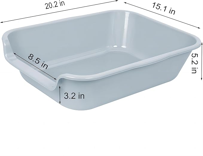 1 Pack of Extra Large Cat Litter Box (ABS Material), Low Entry Senior Litter Pen for Geriatric Kitty Big Cats, Jumbo Pet Safe Litter Boxes Tray for Indoor Pets Potty (Gray, 20" L x 15.5" W)