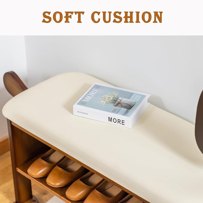 latifolia Puppy Shoe Bench, 2-Tier Solid Wood Entryway Organizer, Cute Pet-Shaped Shoe Bench for Hallway & Living Room,(31.50 inch)