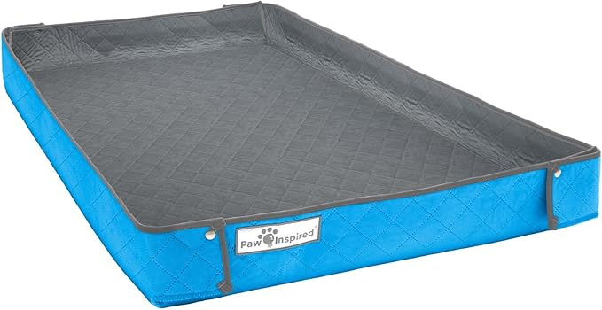 Paw Inspired Critter Box Washable Cage Liner, Reversible Fleece Bedding with Raised Sides for Guinea Pigs and Other Small Animals (C&C 2x3 (14" Grids), Gray/Blue)