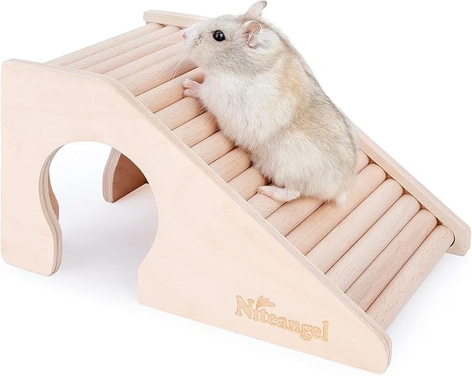 Niteangel Hamster House w/Climbing Ladder for Hamsters Gerbils Mice or Similar-Sized Pets (Trapezium-Shaped Hamster Hut)