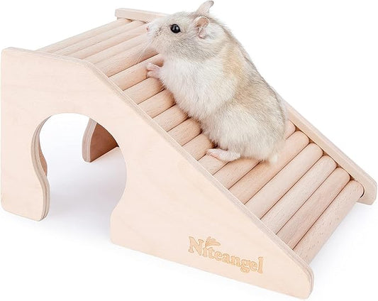 Niteangel Hamster House w/Climbing Ladder for Hamsters Gerbils Mice or Similar-Sized Pets (Trapezium-Shaped Hamster Hut)