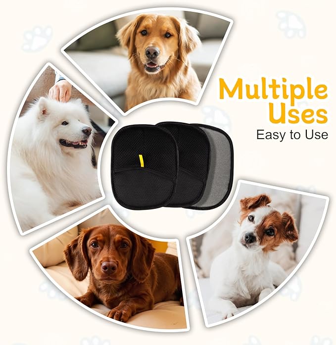 (3PCS) Pet Hair Remover Glove, 2025 New Efficient Grooming Gloves for Pet Hair, Pet Hair Remover Gloves for Dog & Cat, Reusable Pet Hair Remover Glove for Washing, Deshedding, Grooming