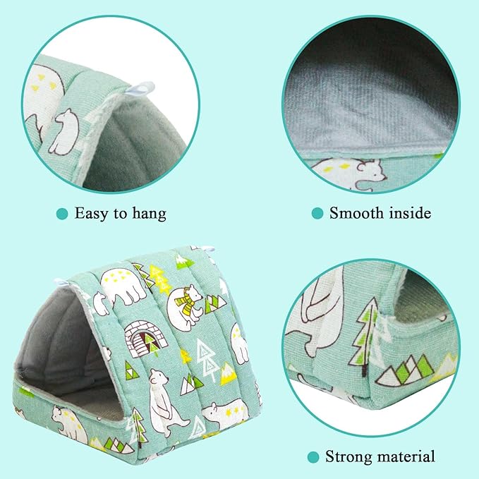 JSPYFITS 2 Pack Guinea Pig Hideout,Small Animal House Guinea Pig Bed Washable Cage Accessories for Small Pet Bunny/Rabbit/Hamster/Chinchilla Guinea Polar Bear Forest