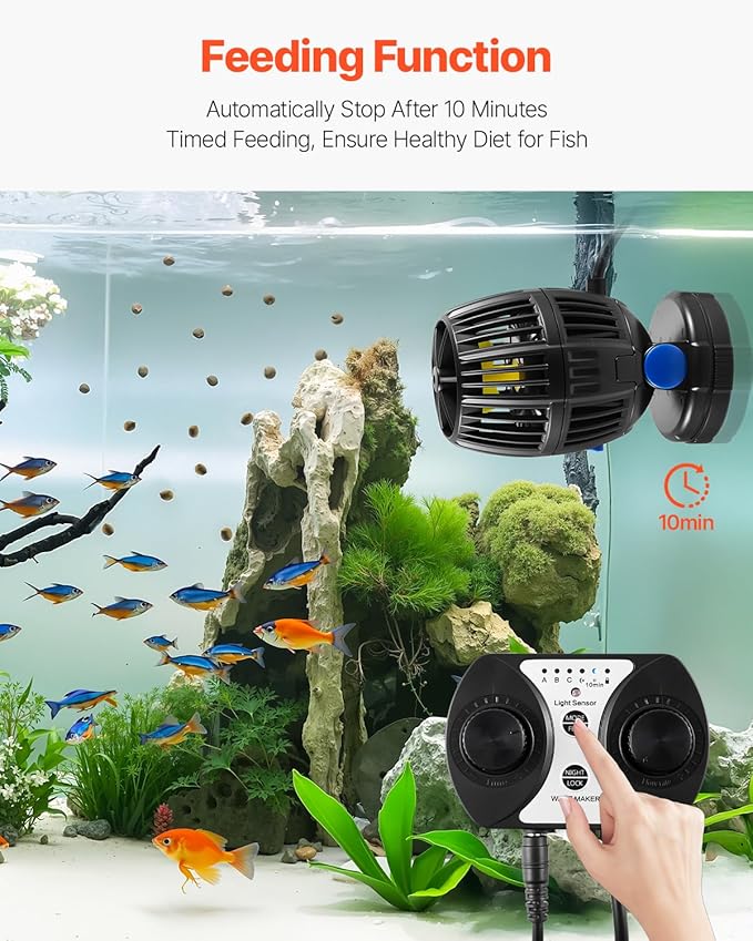 VEVOR Aquarium Wave Maker, 20W, 2113 GPH Quiet and Strong DC Powerhead, Adjustable Fish Tank Circulation Pump with Controller, Strong Magnetic Base, 360° Rotating Wavemaker, for Freshwater Saltwater