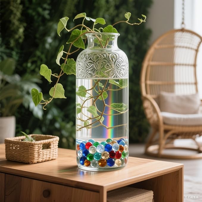 0.96LB Glass Beads Mix Colors Vase Filler Aquarium Gravel Decor Flat Glass Marbles Gems Pebbles Fish Tank Rocks Home Decorative Art Craft - 7 Colors Mixed