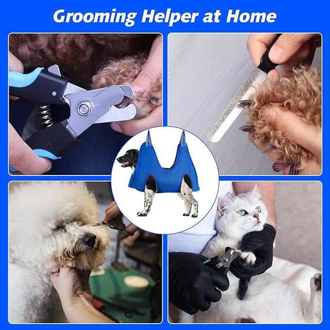 Pet Grooming Hammock for Medium/Large Dogs with Nail Clippers/Nail Trimmers/Grooming Scissors, Dog Grooming Harness for Nail Trimming, Pet Grooming Sling Helper