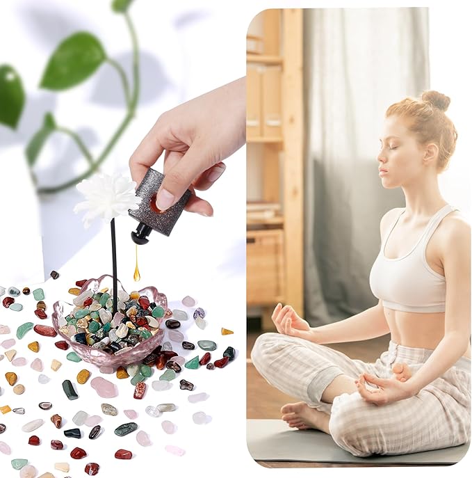 Mixed Crushed Crystal Chips Bulk 1lb 1200+Pcs Assorted Tumbled Stone Chips Natural Polished Mixed Chakra Aquarium Gravel Rocks for Plants Terrarium Supplies Fish Tank Gravel Pebbles Vase Filler