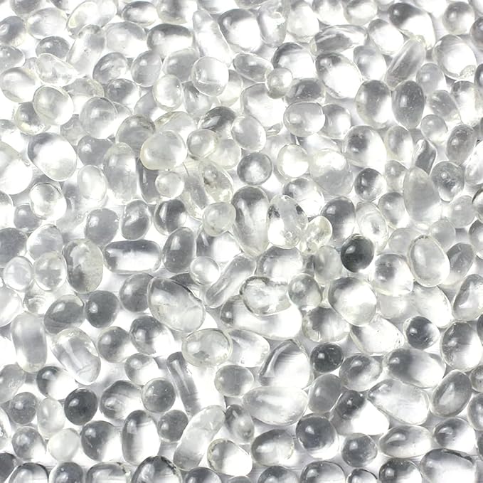 1 Lb (460 g) Clear Sea Glass Stones Irregular Rainbow Glass Pebble Decorative Rock Glaze Quartz Tumbled Gemstone Chips for Aquarium Decoration/Vase Filler/Jewelry Making/Handwork Craft