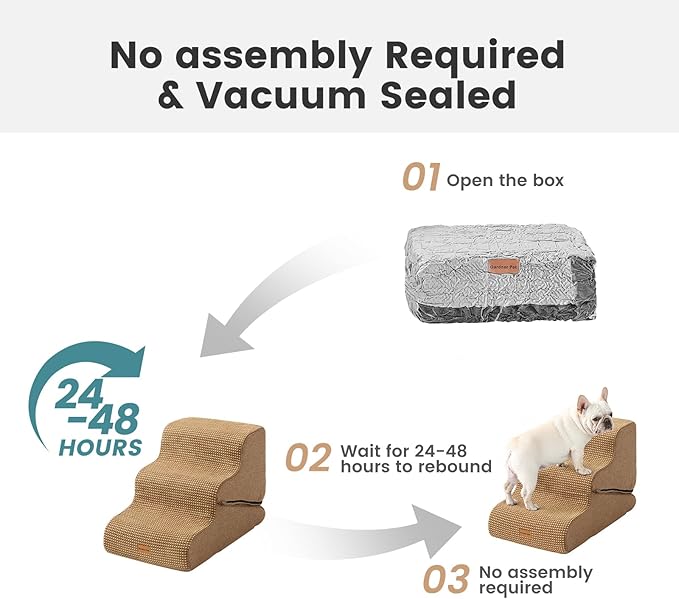 Gardner Pet Dog Stairs for Small Dogs 16.5" H, 2 in 1 Transformable 3-Step Pet Stairs and Dog Ramp for Couch (13-20 in), Brown Adjustable Pet Steps with Non-Slip Waterproof Cover and CertiPUR-US Foam