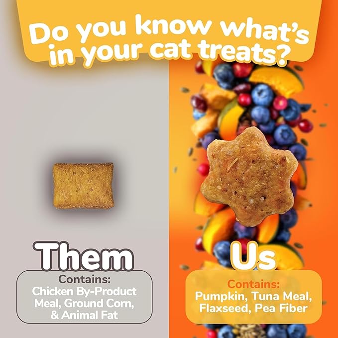 Fruitables Cat Treats, Healthy Treats For Cats, Low Calorie and Packed with Protein, Crunchy Biscuits, Free of Wheat, Corn and Soy, Made with Real Tuna and Pumpkin, 2.5oz