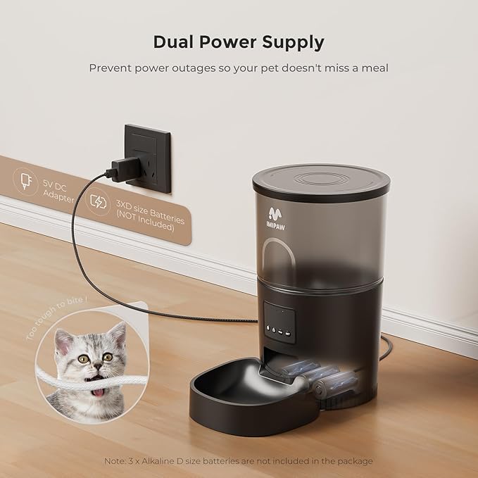 Automatic Cat Feeder - 3L Pet Dry Food Dispenser with Timed Programmable Portion Control, Dual Power Backup, Easy Set Up, 10 Meals Per Day for Cats and Puppies, Black(Remote Not Supported)
