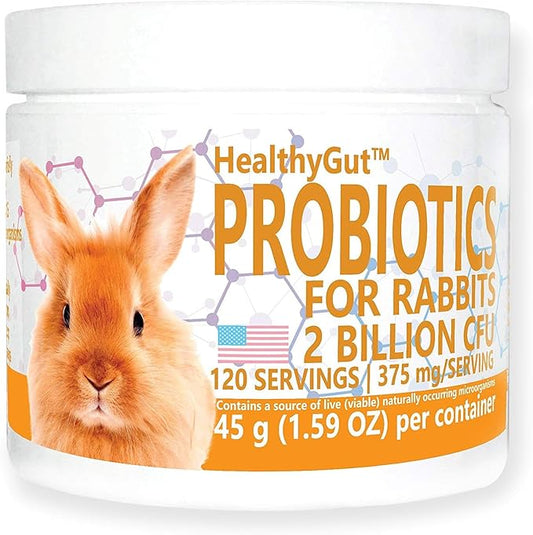 HealthyGut Probiotics for Rabbits Dietary Supplement, All-Natural Digestive System Formula (120 Servings)