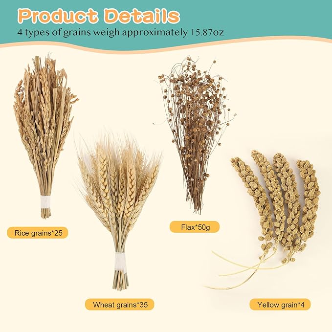 Hamster Spray Set - Natural Snack Grains & Chew Toys for Cage Decoration Accessories, Soft Bedding for Dwarf Syrian Hamsters, Gerbils, Mice & Small Pets