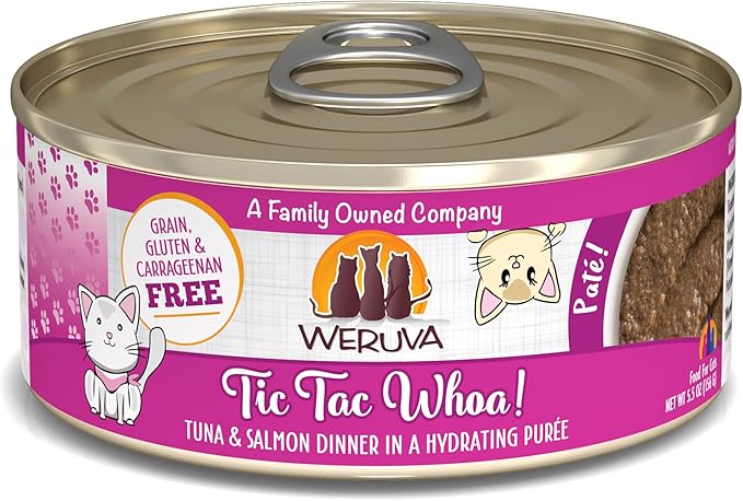 Weruva Wet Cat Food, Tic Tac Whoa with Tuna and Salmon Pate, 5.5oz Can, Pack of 8