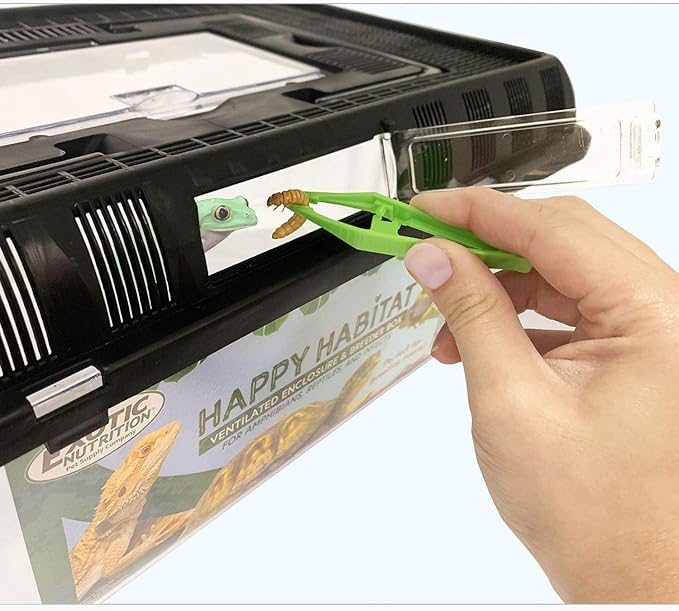 Happy Habitat (Large) - Ventilated Enclosure & Breeder Box - for Live Feeder Insects, Reptiles, Amphibians & Other Small Pets - Durable Plastic Portable Terrarium