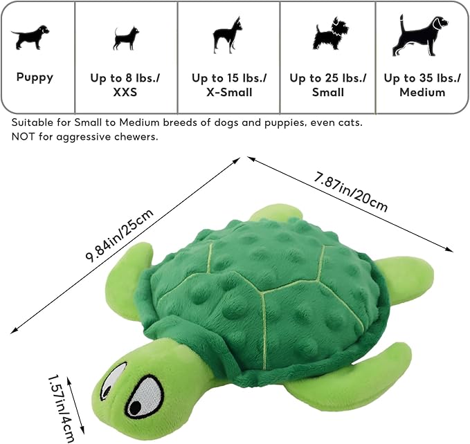 Adpartner Squeaky Toys for Dogs, 2 Pack Turtle Dog Toy Plush Crinkle Dog Toys to Keep Them Busy, Interactive Squeak Stuffed Pet Chew Toys for Small to Medium Dogs Teething Training Reduce Boredom