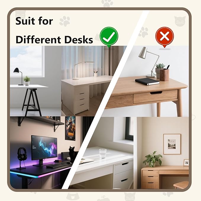 Cat Desk Bed with Summer Colling Mat, 360° Rotating & Height Adjustable Indoor Cat Nest, Large Desktop Cats Perch for Home Offcice Space Saving, Supports Up to 40 lbs, Machine Washable Removable Cover