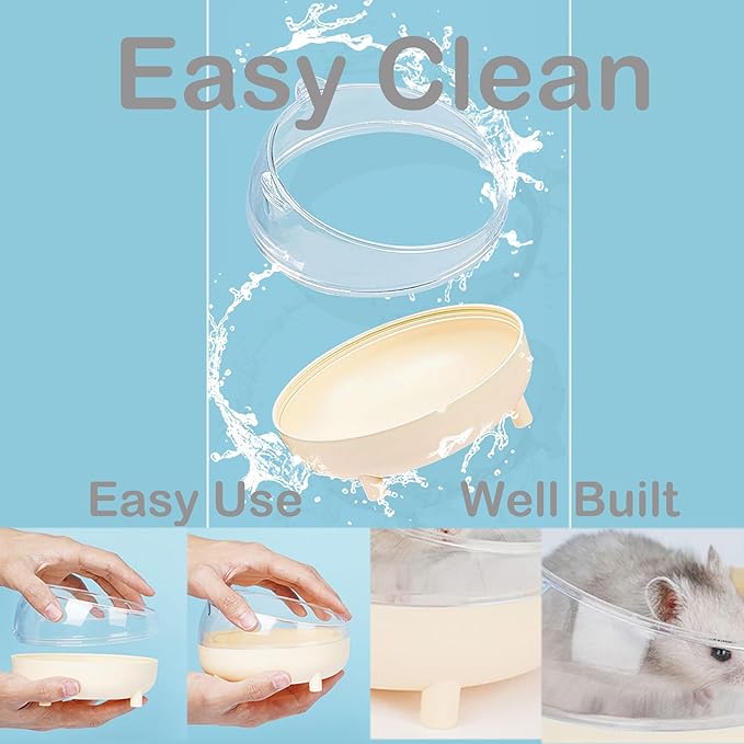 Meow&Woof Hamster Sand Bath Container, Large Sandbox Toilet Gerbil Batheoom, Tiny Chinchilla Dust Bathtub Sand Bath Box for Hamster Cage Accessories 6.5 Inch-Grey
