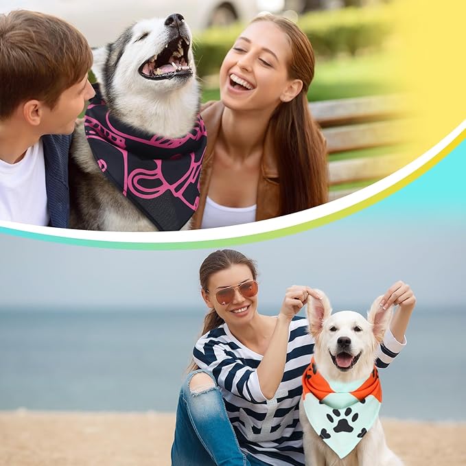 100 Pcs Paw Dog Bandanas Bulk Paw XL Pet Bandanas Colorful Triangle Pet Bibs Scarfs for Medium Large Dogs Spring Summer Birthday Holiday Costume Decoration