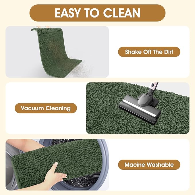 IM HOME Extra Large 60" x 36" Olive Dog Door Mats for Muddy Paws, Chenille Absorbent Dog Mat, Non Slip Heavy Mud Mat for Dogs, Soft Pet Bed Mat for Entryway, Mud Paws, Inside Floor