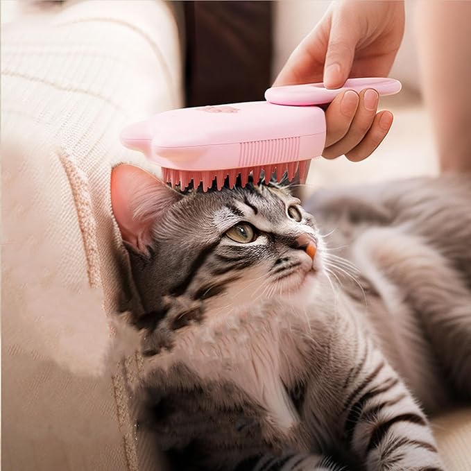 Pet Grooming Brushm,Cat Brush,3 In1 Spray Cat BrushSelf-Cleaning Wet Dog Comb with USB Rechargeable & Water Tank,Suitable for Dogs,Cats to Reduces Flying Hair (Pink)