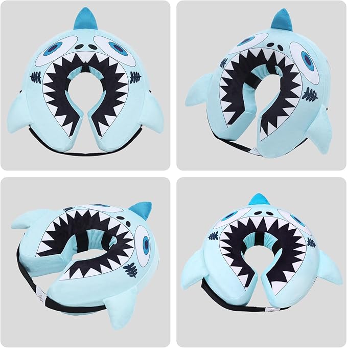 CuteBone Big Shark Inflatable Dog Cone with Removable Soft Fleece Covers for Small/Medium/Large Dogs and Cats Neck Donut Collar After Surgery GWB12L
