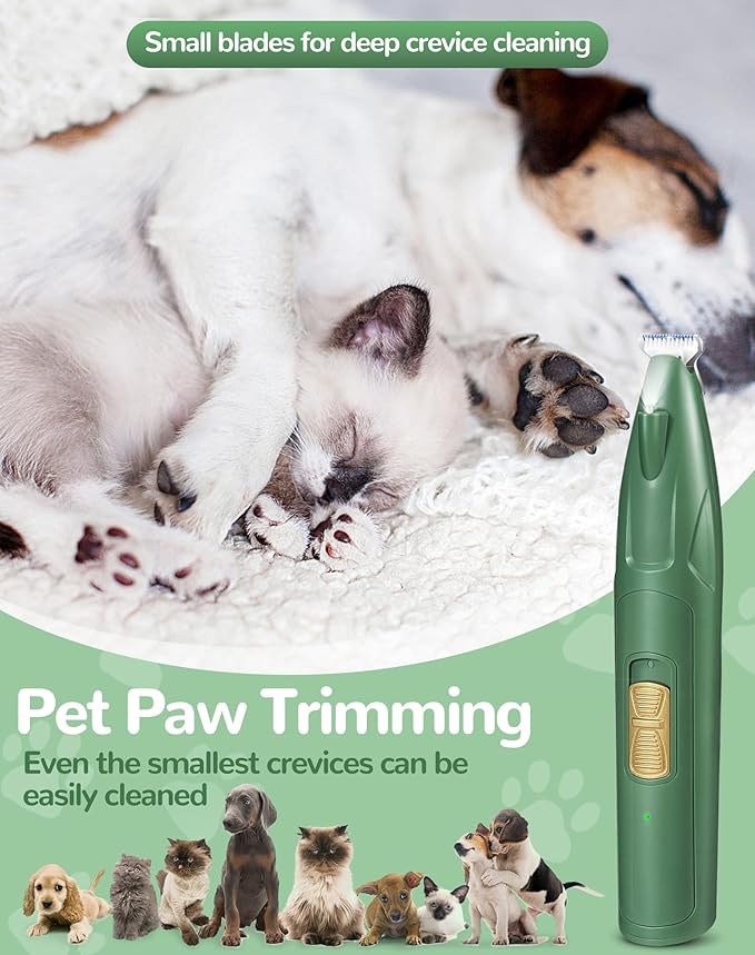 LEYOUFU Dog Paw Trimmer with LED Light, 2 Speed Dog Clippers for Grooming Small Dogs, Rechargeable Low Noise Pet Shaver for Trimming Dogs Cats Hair Around Paws, Eyes, Ears, Face, Rump