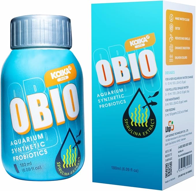 KOIKA OBIO Aquarium Water Treatment, Quick Effect (After 8-10 Hours), Improvement of Digestion and Immune Systems of Fish & Shrimp (Liquid, 180ml (6.08 fl oz))