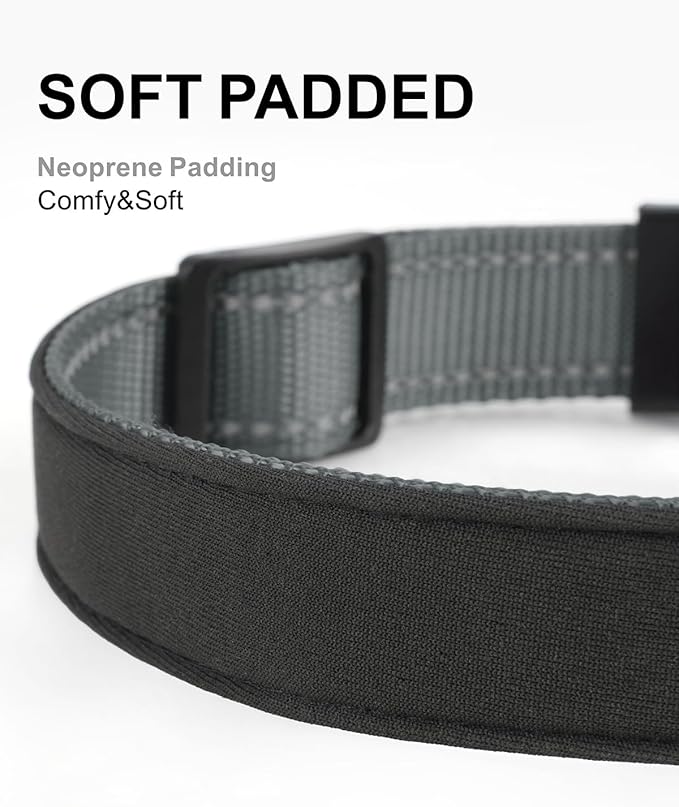 TagME Airtag Dog Collar,Waterproof Reflective Pet Collar with Airtag Holder,Soft Padded and Double D-Rings for Medium Dogs,Grey