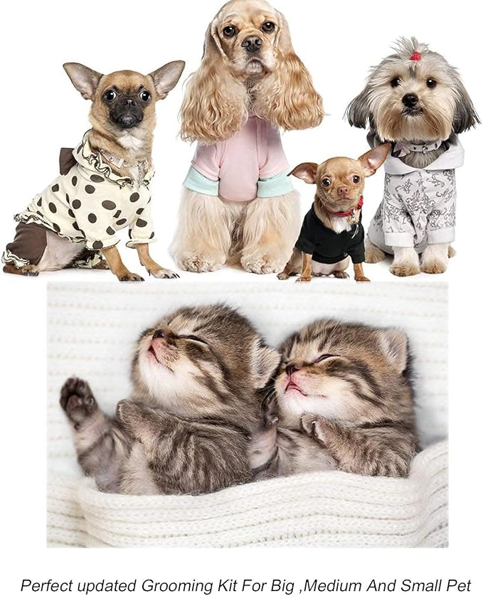 Pet Grooming kit, Professional Rechargeable Cordless Dog Grooming Clippers Kit Low Noise Electric Hair Trimming Clippers Set with Comb Guides, Stain Steel Scissors, Nail Kits and Popular groomi