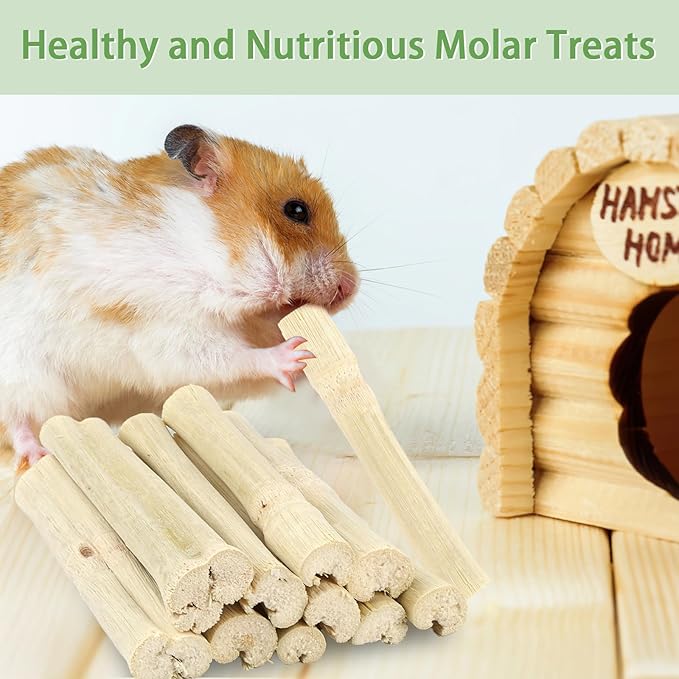 PEASUG 300g Sweet Bamboo Chew Sticks for Rabbits, Natural Bunny Chinchilla Chew Sticks Toys, Small Animal Teeth Grinding Toys and Molar Treats for Chinchilla, Guinea Pigs, Squirrel, Hamster