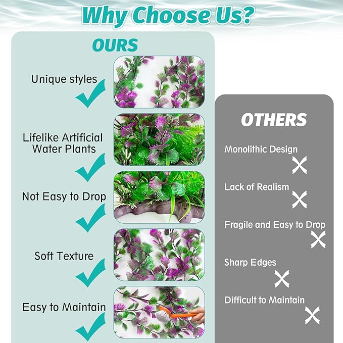 Hamiledyi Aquarium Plastic Plants Aquarium Decor Artificial Fish Tank Plants,Tall Fish Tank Decorations, Extra Large Aquarium Plant 20.4-inch Tall,1PCS