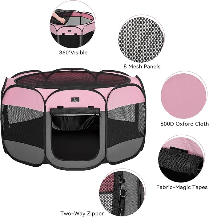 A 4 Pet Portable Cat Play Pen for Cats, 27" Foldable Kitten Playpen for Puppy/Cat/Rabbit/Chick, with Removable Zipper Top & Mesh Panel(11”W × 7.5”H)