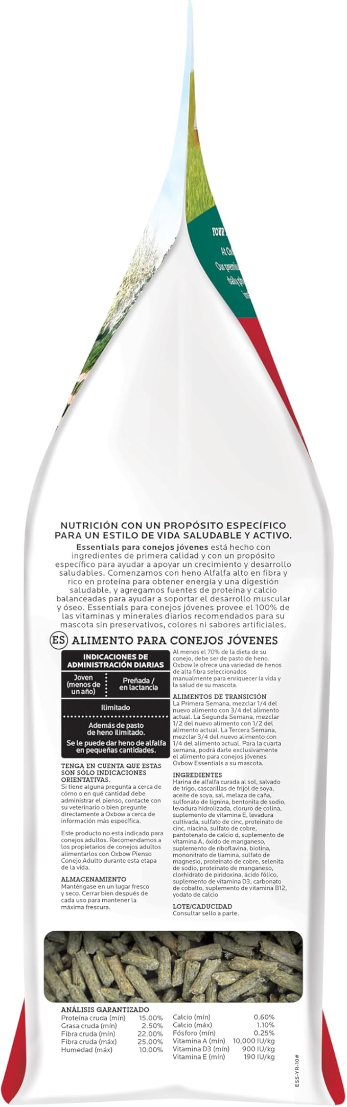 Oxbow Essentials Rabbit Food, Young Rabbit, Made with Oxbow Timothy, Pet Food Pellets for Bunnies, Small Animal Pet Products, Made in USA, High Fiber Bunny Supplies, 10 lb. bag